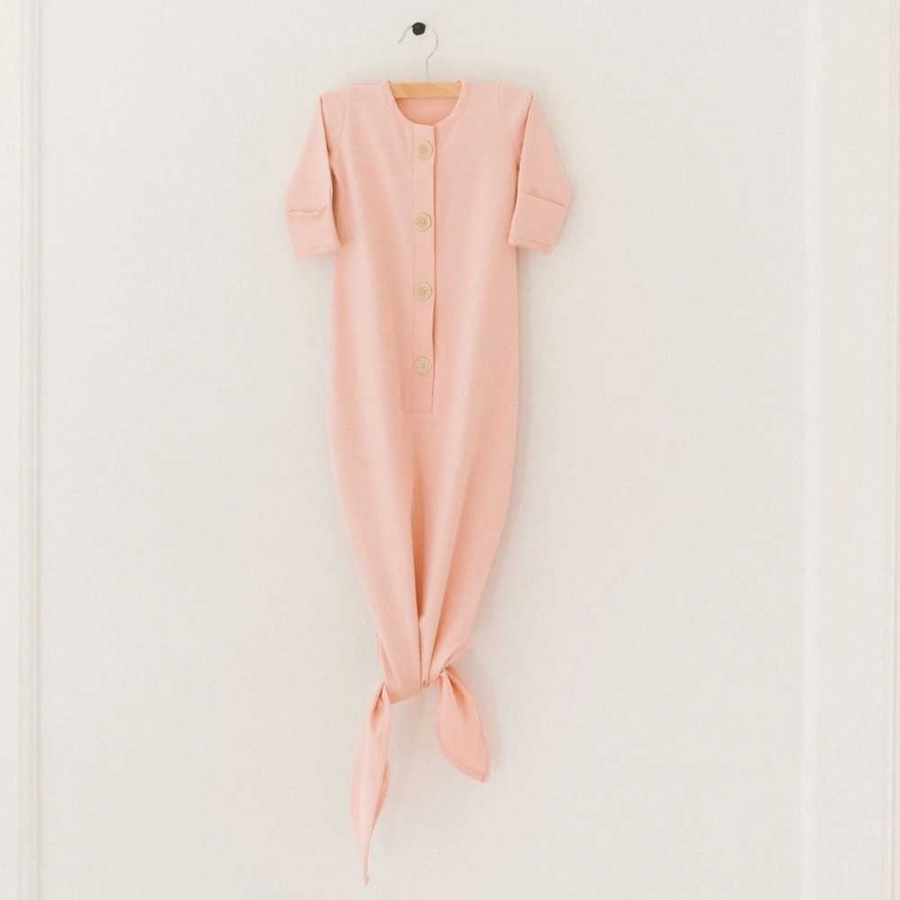 Organic Newborn Knotted Gown - Blush